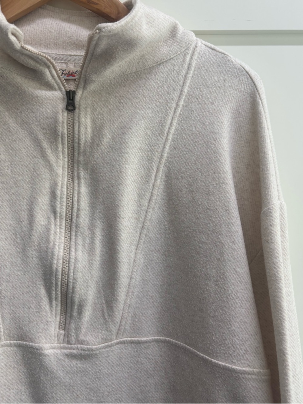 Faherty Legend Half Zip Sweatshirt Sz L Off White Organic Cotton Pullover - Picture 3 of 11